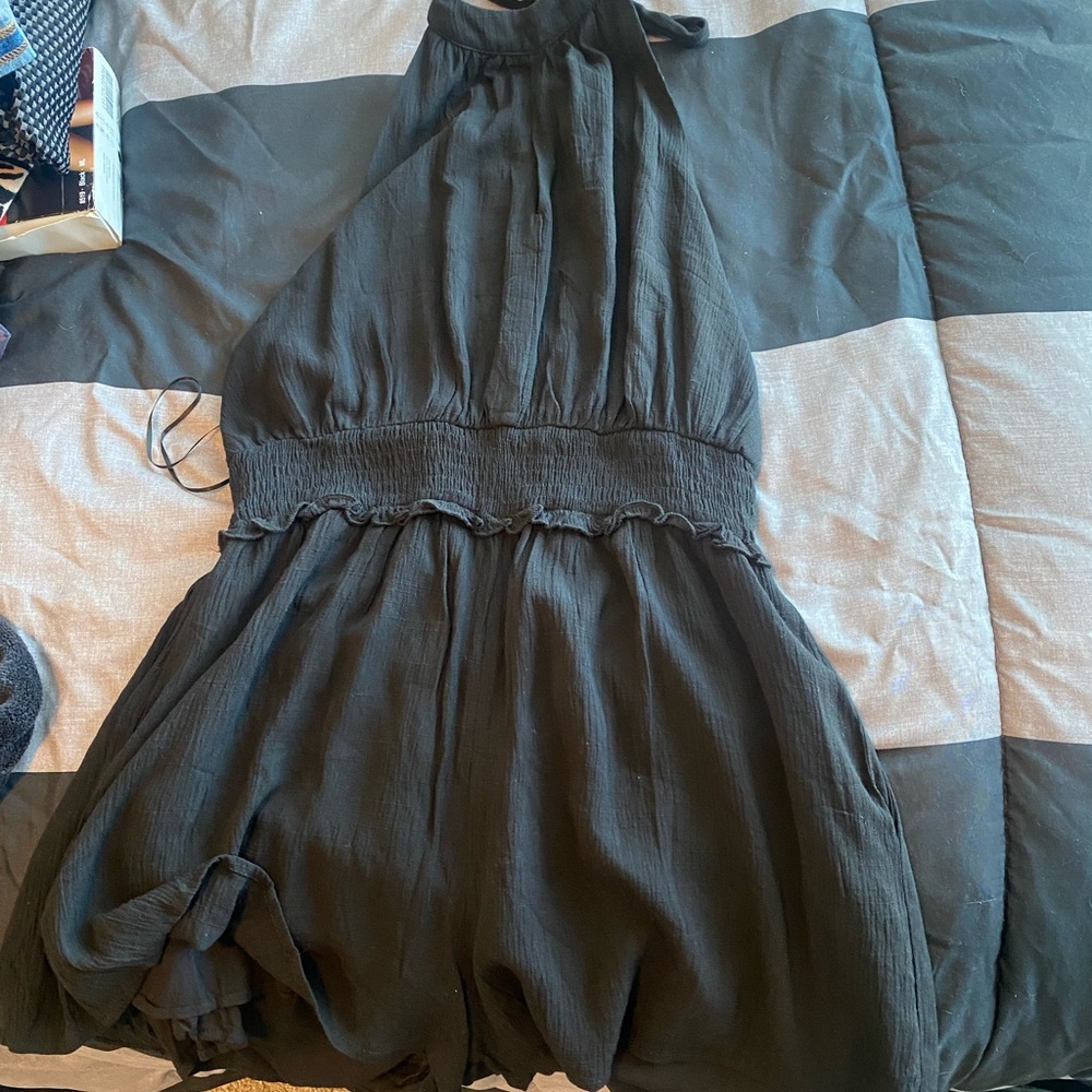 Black halter top romper